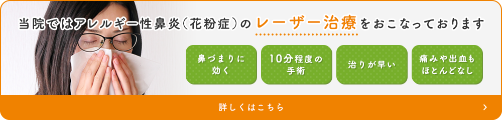 当院ではアレルギー性鼻炎（花粉症）のレーザー治療をおこなっております