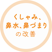 くしゃみ、鼻水、鼻づまりの改善